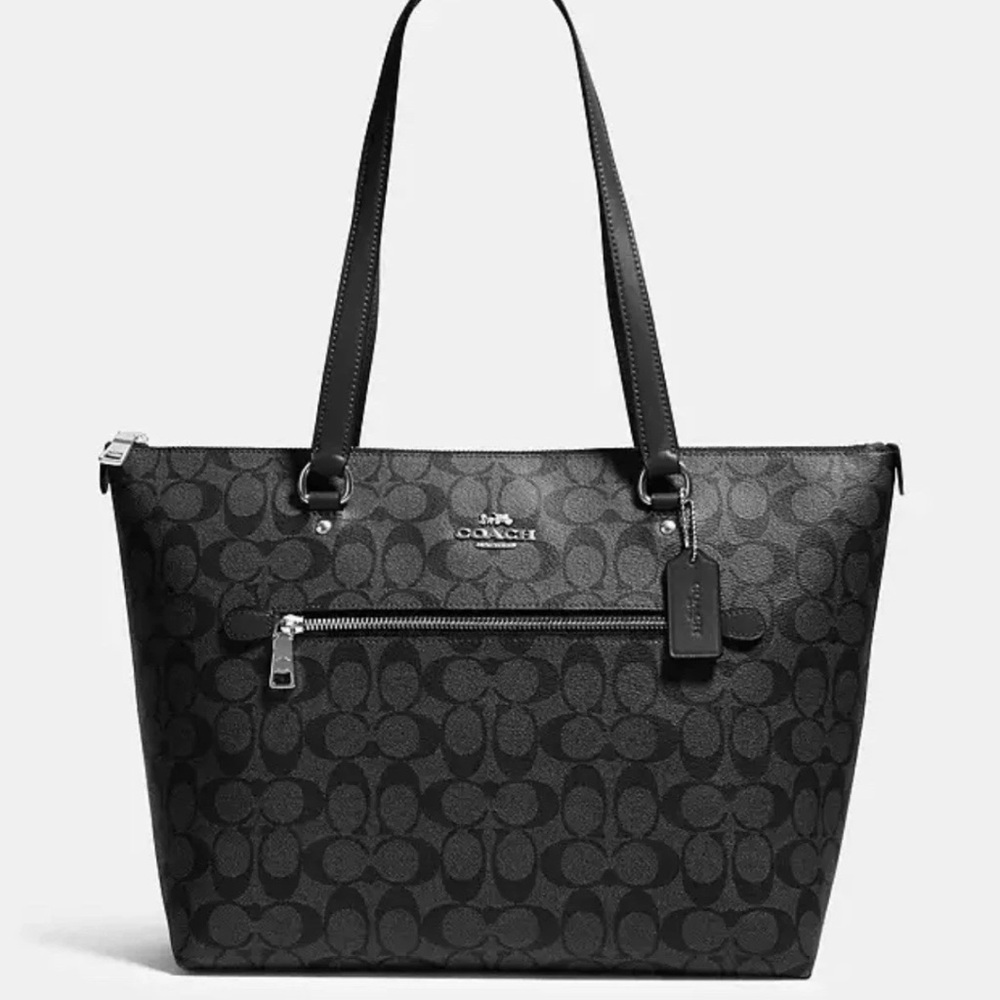Coach Black and Gray Signature gallery tote black tote